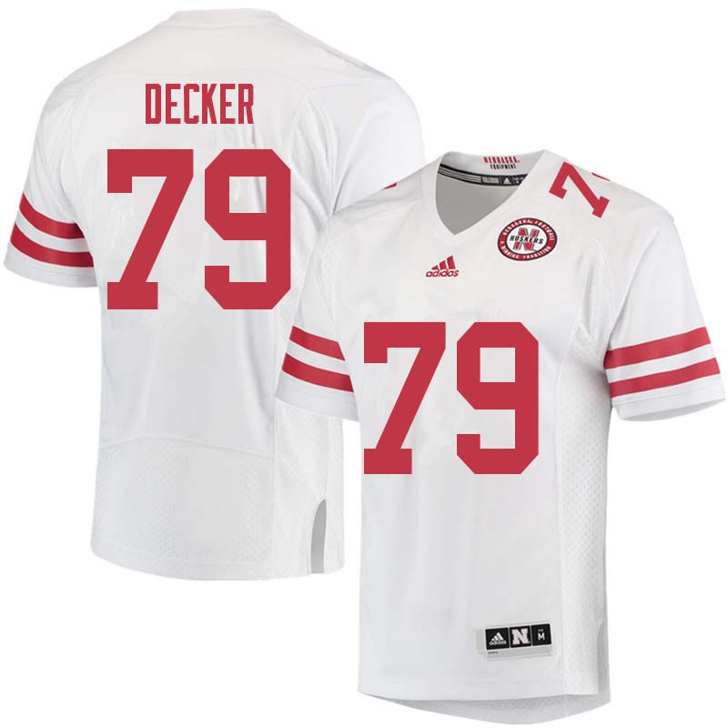 Men #79 Michael Decker Nebraska Cornhuskers College Football Jerseys Sale-White
